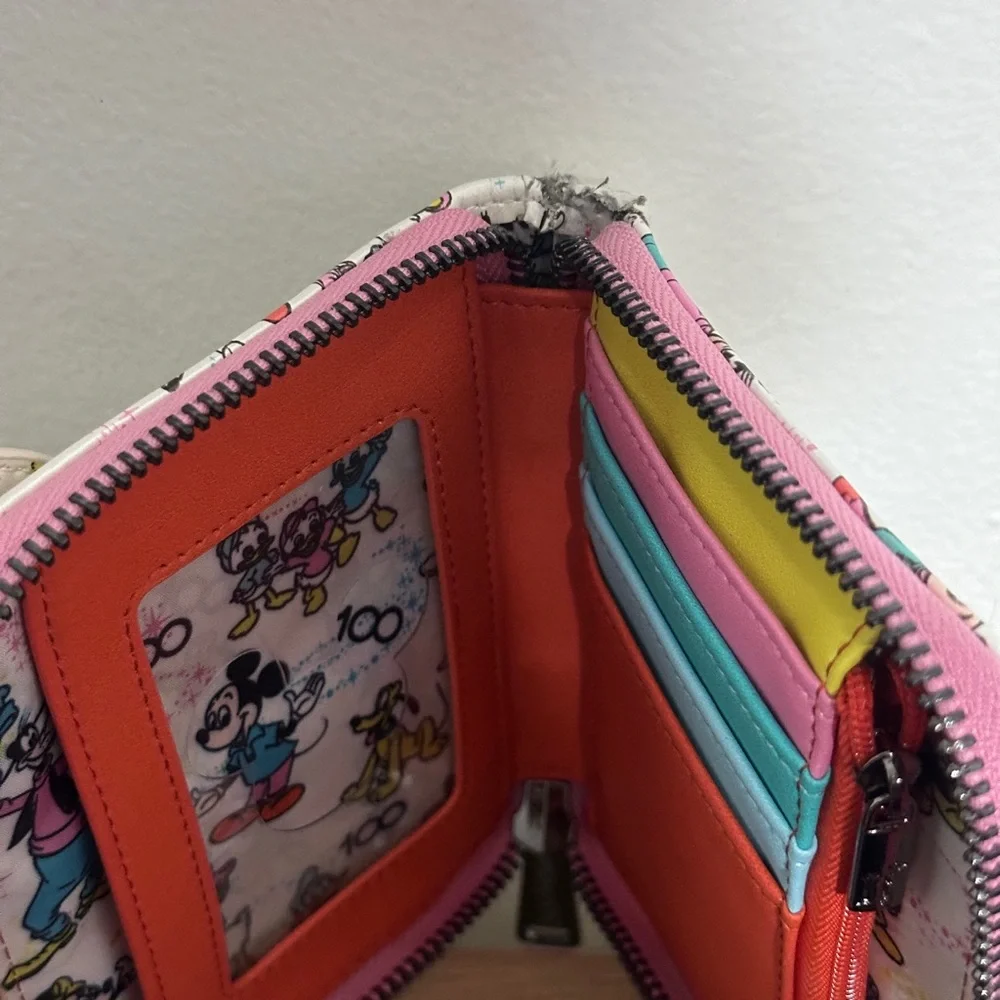Loungefly Disney 100 Mickey and Friends Classic AOP Iridescent Zip Around Wallet - Picture 6 of 13